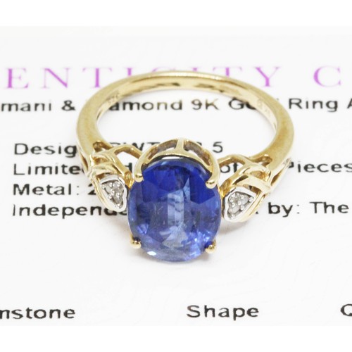 629 - A 9ct gold 'Nilamani' blue kyanite and diamond ring, gross weight 2.7g, size J, with Gemporia certif... 