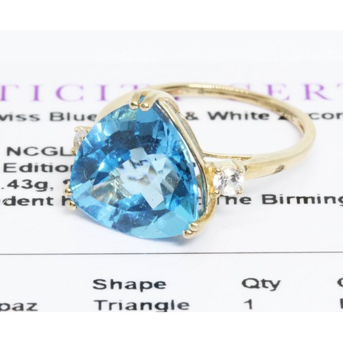 624 - A 9ct gold 'Paradise Swiss Blue' topaz and white zircon cluster ring, gross weight 2.9g, size J, wit... 