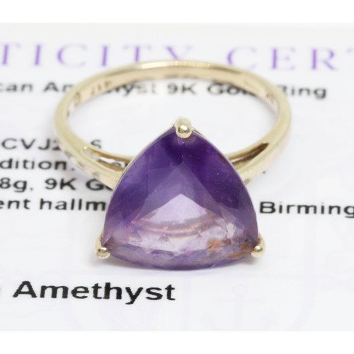 630 - A 9ct gold Moroccan amethyst ring, gross weight 2.5g, size L, with Gemporia certificate.