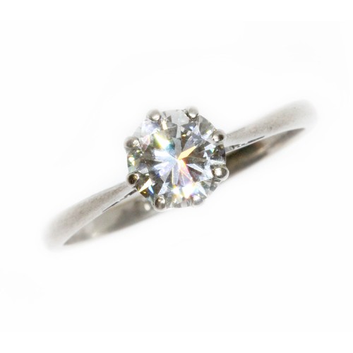 661 - A diamond solitaire ring, the eight claw set round brilliant cut stone weighing approximately 1ct, d... 