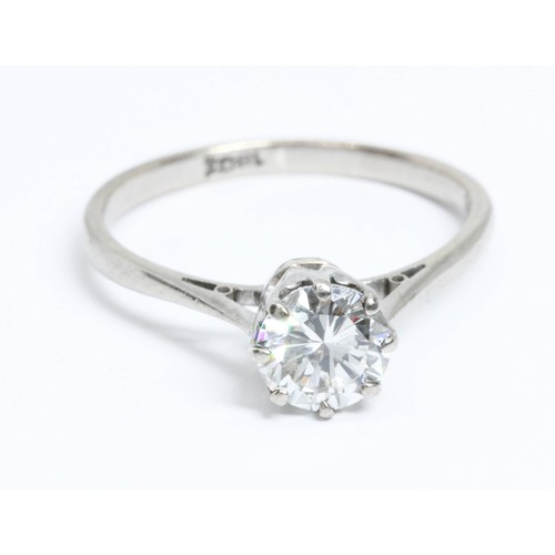 661 - A diamond solitaire ring, the eight claw set round brilliant cut stone weighing approximately 1ct, d... 