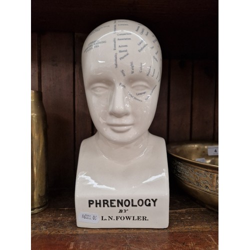 5 - A ceramic Phrenology head by L.N.Fowler, 25cm height.