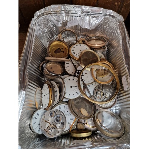 28 - A collection of pocketwatch movements, clock parts- spares & repairs.