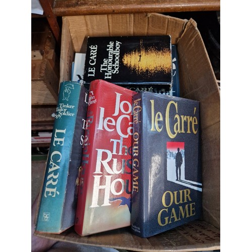 52 - A box of John Le Carre novels including first edition of 'Tinker, Taylor, Soldier, Spy' etc.