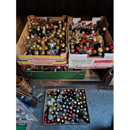 57 - Three boxes of alcoholic miniatures including spirits, liqueurs, etc.