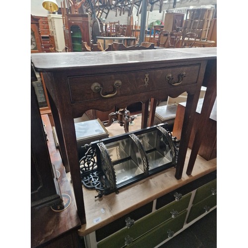 853 - A Georgian oak single drawer table, width 75cm, depth 48cm & height 75cm.