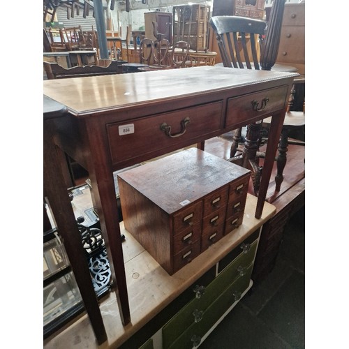 856 - A Victorian two drawer mahogany side table, width 90cm, depth 50cm & height 74cm.