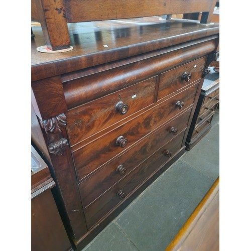 887 - A Victorian mahogany chest of drawers, width 134cm, depth 61cm & height 124cm.