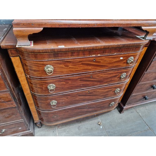 892 - A 19th century bow front mahogany chest of drawers, width 122cm, depth 60cm & height 111cm.