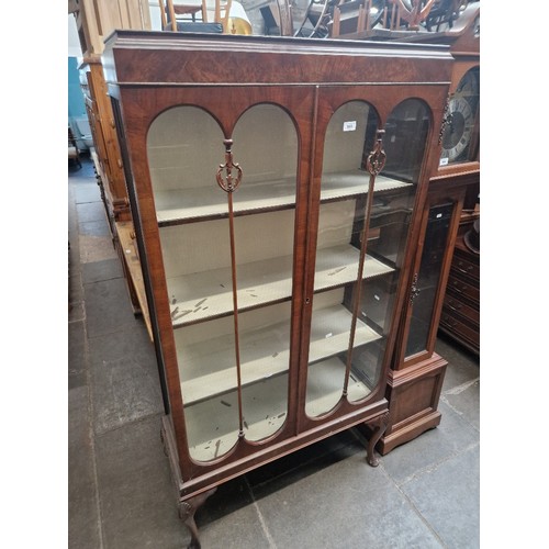 903 - An early 18th century style reproduction walnut display cabinet, width 95cm, depth 35cm & height 173... 