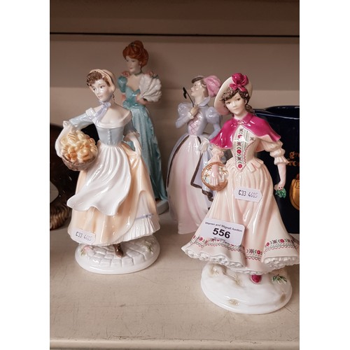 556 - 4 Royal Worcester figurines - Ltd Ed Baker’s Wife 1255/5000, Noëlle 420/9500, Masquerade and Upstair... 