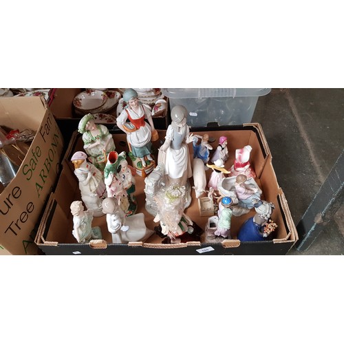 599 - Box of figurines etc. to include Nao, Staffordshire flat back, Beswick pig etc