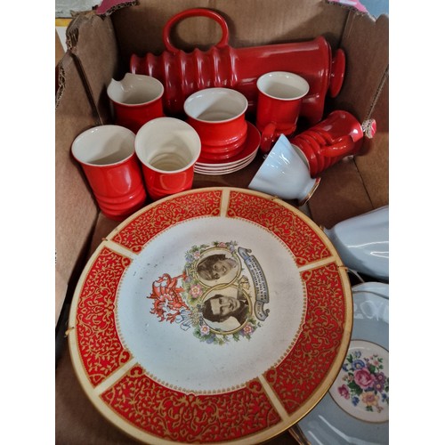 126 - A Carton Ware coffee set and some China cups and saucers.