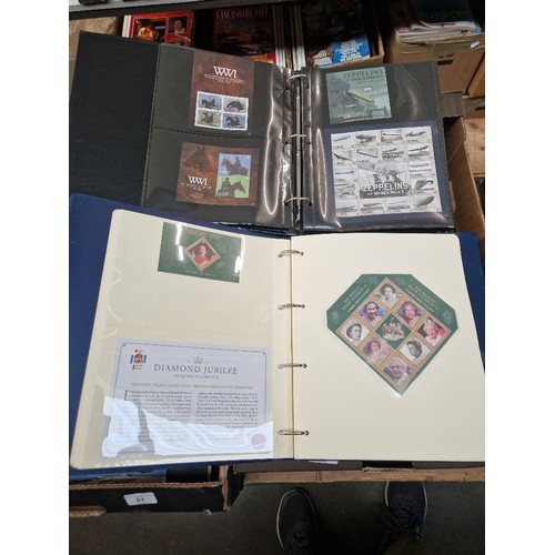 82 - Five folders of stamp covers including The Ultimate WWI stamp collection, coronation covers, etc.