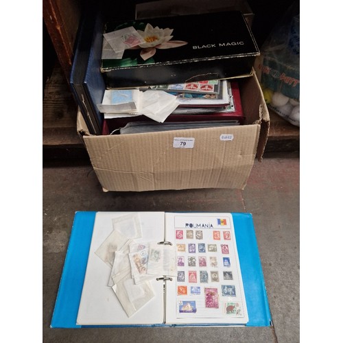 79 - A box of mixed stamps and stamp albums