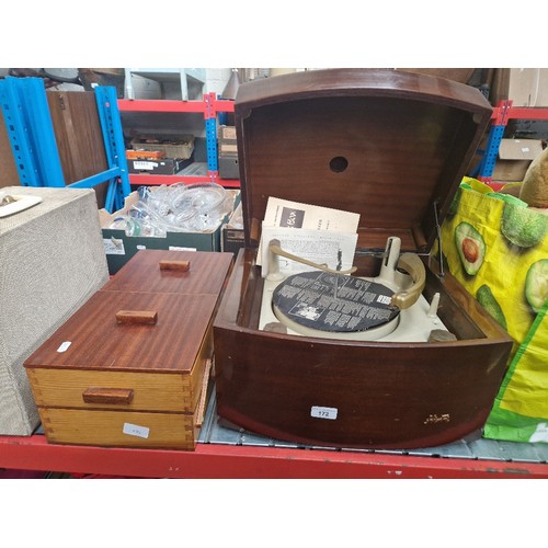 172 - A vintage PYE record player and a cantilever box.