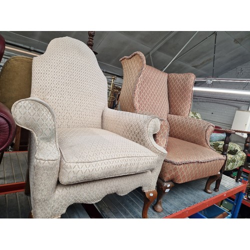 958 - Two Queen Anne style armchairs.