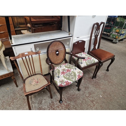 946 - Four various early 20th century chairs.