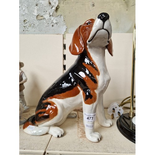 477 - A large Beswick beagle dog, height 31cm.