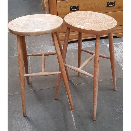 998 - A pair of beech and elm stools.