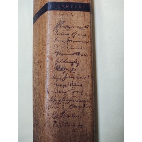 127 - A signed West Indies cricket bat together with two framed tea card cricket collections.