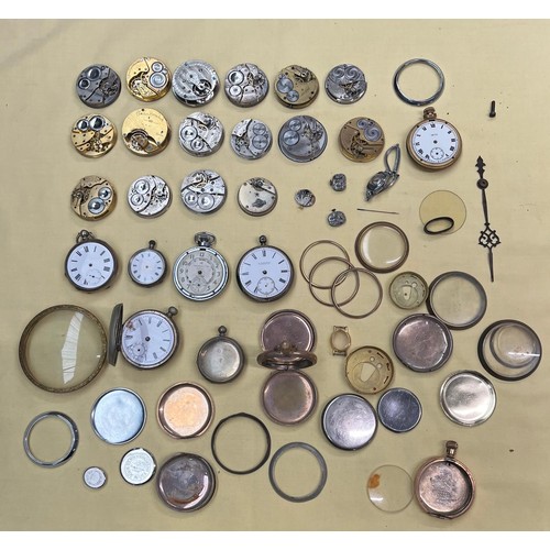 28 - A collection of pocketwatch movements, clock parts- spares & repairs.