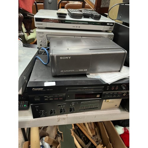 409 - A large collection of electrical and hi fi items including Sony Megastore CD units (300 and 50); Son... 