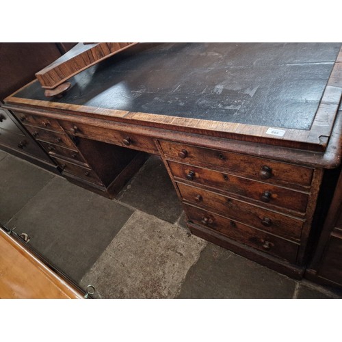 883 - A 19th century pollard oak partner's desk, width 170cm, depth 94cm & height 73cm.