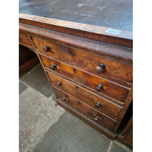 883 - A 19th century pollard oak partner's desk, width 170cm, depth 94cm & height 73cm.