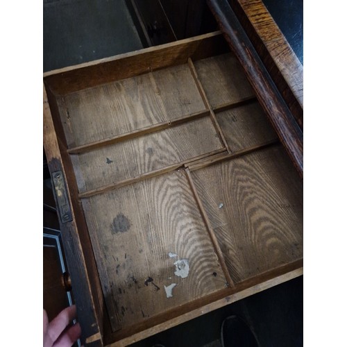 883 - A 19th century pollard oak partner's desk, width 170cm, depth 94cm & height 73cm.