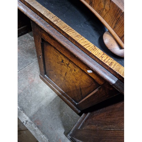 883 - A 19th century pollard oak partner's desk, width 170cm, depth 94cm & height 73cm.