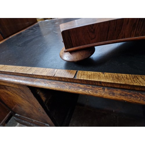 883 - A 19th century pollard oak partner's desk, width 170cm, depth 94cm & height 73cm.