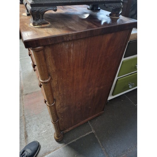 850 - A Victorian mahogany chest of drawers, faux bamboo columns, width 124cm, depth 59cm & height 96cm.