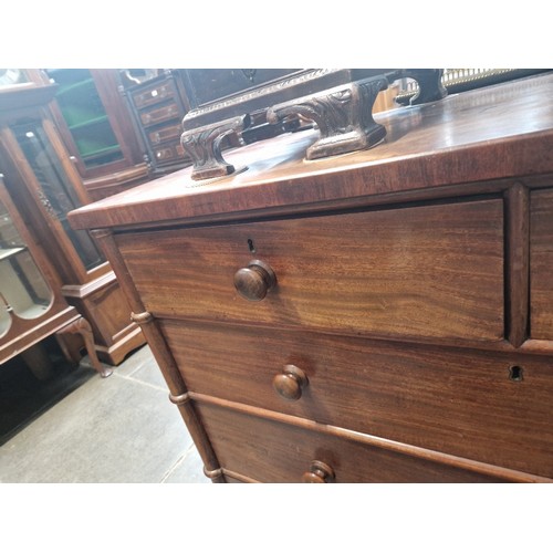 850 - A Victorian mahogany chest of drawers, faux bamboo columns, width 124cm, depth 59cm & height 96cm.