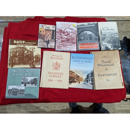 151 - A box of East Lancashire local history ephemera including photographs, books etc.