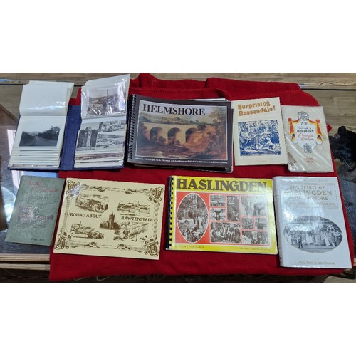 151 - A box of East Lancashire local history ephemera including photographs, books etc.