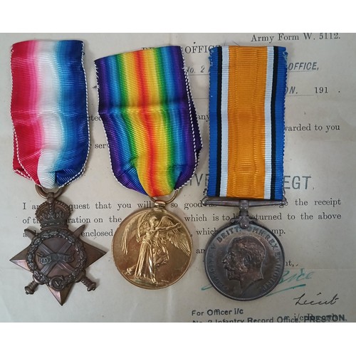 9 - A WWI trio awarded to 3723 PTE E. BURNS. L'POOL. R.