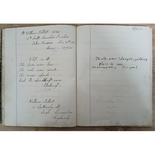 45 - A WWI POW prisoner of war diary compiled by Private James Jepson 31707 17th Battalion Lancashire Fus... 