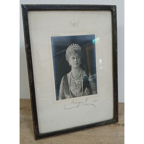 88 - Queen Mary, a mid length photographic portrait by W&D Downey, mounted on card with royal crest, sign... 