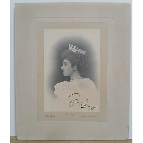 102 - Princess Maud of Wales, an autographed shoulder and head photographic portrait by Alice Hughes, depi... 