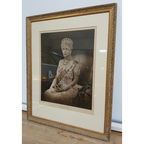 94 - Queen Mary, a large and fine photographic portrait by Soper, depicting the queen seated, signed in m... 