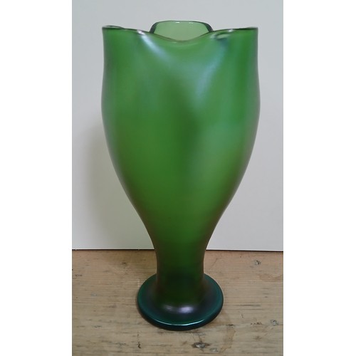 278 - An Art Nouveau green iridescent glass vase, probably Loetz, WMF Myra or similar, unmarked, height 21... 