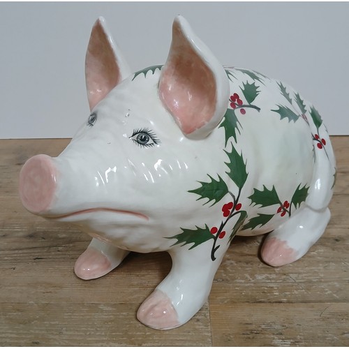 286 - A large Wemyss style earthenware pig by Griselda Hill Pottery, length 41cm.