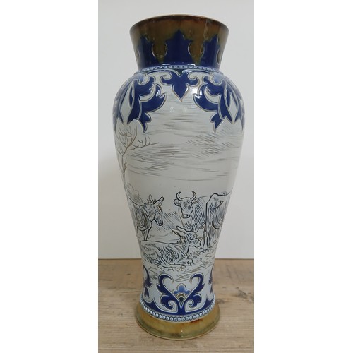 270 - A Doulton Lambeth stoneware vase by Hannah Bolton Barlow, circa 1900, sgrafittio decoration depictin... 