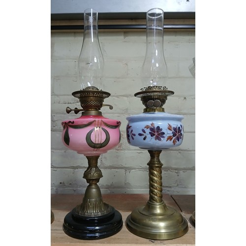 363 - Two Victorian oil lamps.