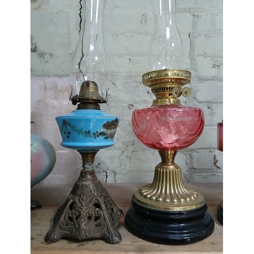 365 - Two Victorian oil lamps.