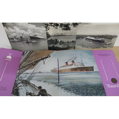 379 - Cunard White Star Line Mauritania memorabilia comprising launch brochure, three original photographs... 