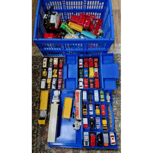 457 - A box of assorted diecast/plastic vehicles to include Tonka, Matchbox, Lledo & Corgi etc.