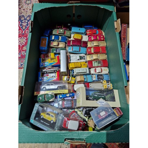 469 - A box of assorted diecast vehicles to include vintage Corgi & Dinky etc., some boxed.