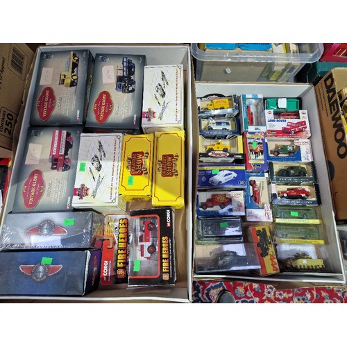 476 - Two boxes of die cast model vehicles including Corgi, etc.